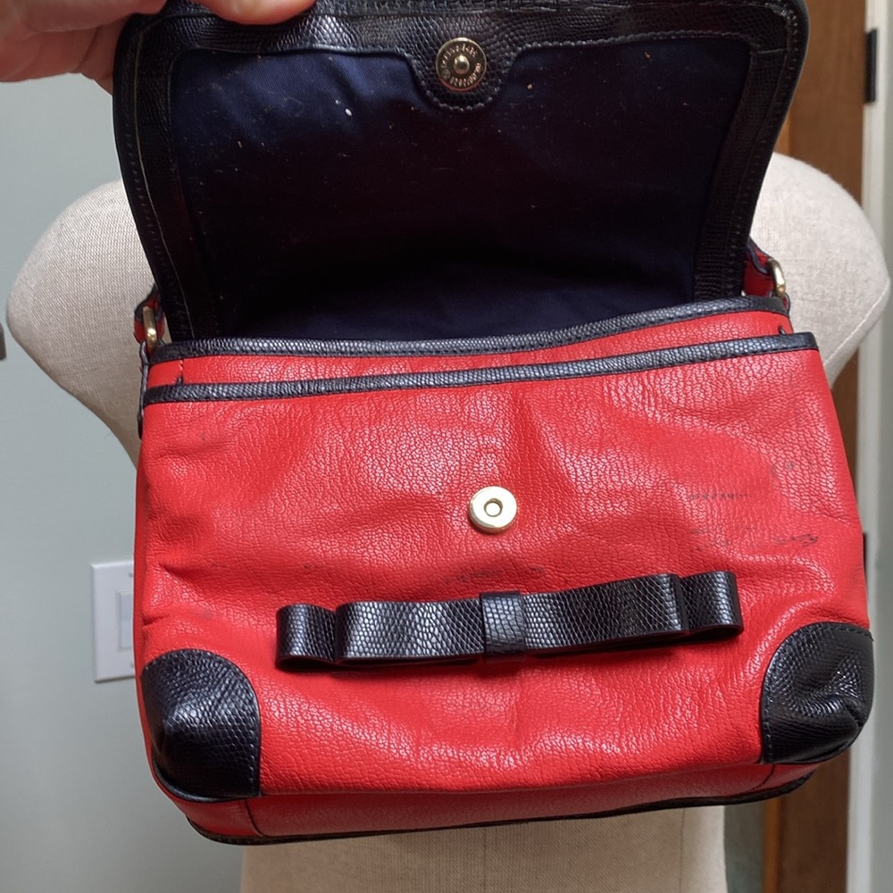 Anthropologie Red leather bow shoulder bag - Picture 5 of 9